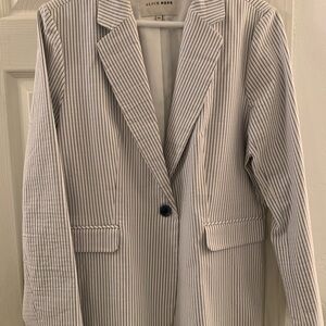 Women's Striped Blazer - Blue and White